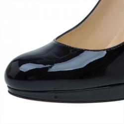 Pre Owned Christian Louboutin Black Patent New Simple Pumps Size 35 