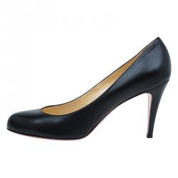 Pre Owned Christian Louboutin Black Leather Ron Ron Pumps Size 41.5 