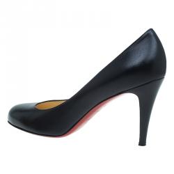 Pre Owned Christian Louboutin Black Leather Ron Ron Pumps Size 41.5 
