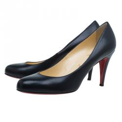 Pre Owned Christian Louboutin Black Leather Ron Ron Pumps Size 41.5 