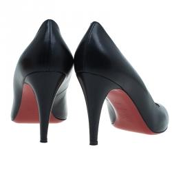 Pre Owned Christian Louboutin Black Leather Ron Ron Pumps Size 41.5 