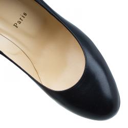 Pre Owned Christian Louboutin Black Leather Ron Ron Pumps Size 41.5 