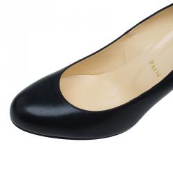 Pre Owned Christian Louboutin Black Leather Ron Ron Pumps Size 41.5 