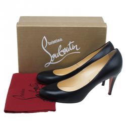 Pre Owned Christian Louboutin Black Leather Ron Ron Pumps Size 41.5 
