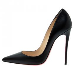 Pre Owned حذاء كعب عالي كريستيان لوبوتان سو كيت جلد أسود لامع مقاس 37.5