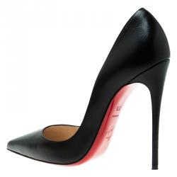 Pre Owned حذاء كعب عالي كريستيان لوبوتان سو كيت جلد أسود لامع مقاس 37.5