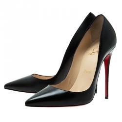 Pre Owned حذاء كعب عالي كريستيان لوبوتان سو كيت جلد أسود لامع مقاس 37.5