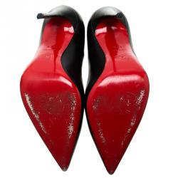 Pre Owned حذاء كعب عالي كريستيان لوبوتان سو كيت جلد أسود لامع مقاس 37.5