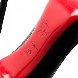 Pre Owned حذاء كعب عالي كريستيان لوبوتان سو كيت جلد أسود لامع مقاس 37.5