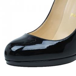 Pre Owned Christian Louboutin Black Patent Neofilo Pumps Size 39.5