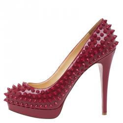 Pre Owned Christian Louboutin Red Patent Alti Spike Platform Pumps Size 37.5