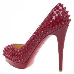 Pre Owned Christian Louboutin Red Patent Alti Spike Platform Pumps Size 37.5