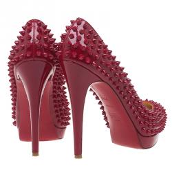 Pre Owned Christian Louboutin Red Patent Alti Spike Platform Pumps Size 37.5