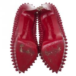 Pre Owned Christian Louboutin Red Patent Alti Spike Platform Pumps Size 37.5