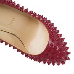 Pre Owned Christian Louboutin Red Patent Alti Spike Platform Pumps Size 37.5