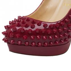 Pre Owned Christian Louboutin Red Patent Alti Spike Platform Pumps Size 37.5