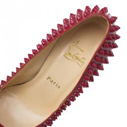 Pre Owned Christian Louboutin Red Patent Alti Spike Platform Pumps Size 37.5