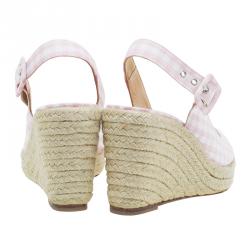 مملوكة مسبقًا صندل إسبادريل كريستيان لوبوتان مينوركا غينغهام كانفاس وردي كعب روكي مقاس 36