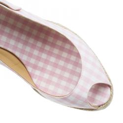 مملوكة مسبقًا صندل إسبادريل كريستيان لوبوتان مينوركا غينغهام كانفاس وردي كعب روكي مقاس 36