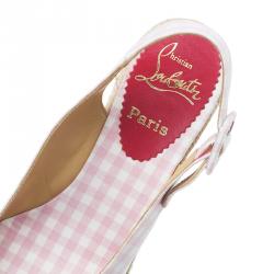 مملوكة مسبقًا صندل إسبادريل كريستيان لوبوتان مينوركا غينغهام كانفاس وردي كعب روكي مقاس 36