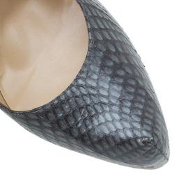Pre Owned Christian Louboutin Grey Python Lady Daf Mary Jane Pumps Size 38.5