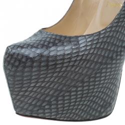 Pre Owned Christian Louboutin Grey Python Lady Daf Mary Jane Pumps Size 38.5