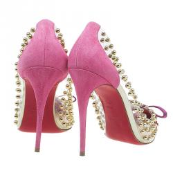 Pre Owned Christian Louboutin Studded PVC Bille Et Boule Bow Pumps Size 39.5