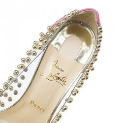 Pre Owned Christian Louboutin Studded PVC Bille Et Boule Bow Pumps Size 39.5