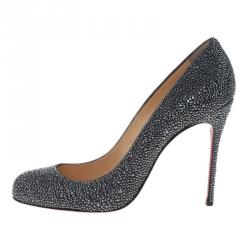 Pre Owned Christian Louboutin Black Fifi Strass Pumps Size 40
