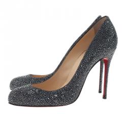 Pre Owned Christian Louboutin Black Fifi Strass Pumps Size 40