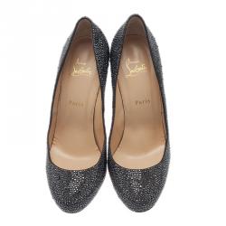 Pre Owned Christian Louboutin Black Fifi Strass Pumps Size 40