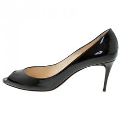 Pre Owned Christian Louboutin Black Patent Leather YouYou Peep Toe Pumps Size 37
