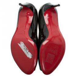 Pre Owned Christian Louboutin Black Patent Leather YouYou Peep Toe Pumps Size 37