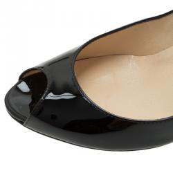 Pre Owned Christian Louboutin Black Patent Leather YouYou Peep Toe Pumps Size 37