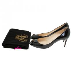 Pre Owned Christian Louboutin Black Patent Leather YouYou Peep Toe Pumps Size 37