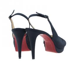 مملوكة مسبقًا صندل كريستيان لوبوتان مقدمة مرتفعة سلينجباك ساتان أسود مقاس 38