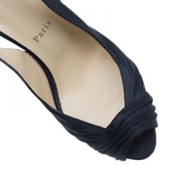 مملوكة مسبقًا صندل كريستيان لوبوتان مقدمة مرتفعة سلينجباك ساتان أسود مقاس 38