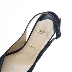 مملوكة مسبقًا صندل كريستيان لوبوتان مقدمة مرتفعة سلينجباك ساتان أسود مقاس 38