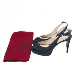 مملوكة مسبقًا صندل كريستيان لوبوتان مقدمة مرتفعة سلينجباك ساتان أسود مقاس 38