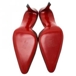 Pre Owned Christian Louboutin Red Sting Ray Mules Size 38