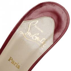 Pre Owned Christian Louboutin Red Sting Ray Mules Size 38