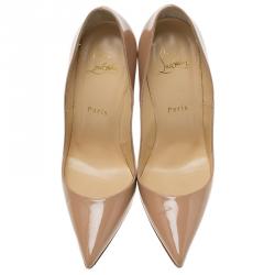 Pre Owned Christian Louboutin Beige Patent So Kate Pumps Size 38