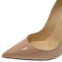 Pre Owned Christian Louboutin Beige Patent So Kate Pumps Size 38