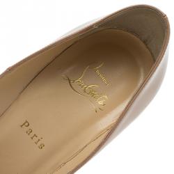 Pre Owned Christian Louboutin Beige Patent So Kate Pumps Size 38