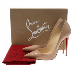 Pre Owned Christian Louboutin Beige Patent So Kate Pumps Size 38