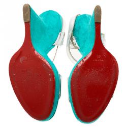 مملوكة مسبقًا Christian Louboutin Djaldos Spechio Colorblock Ankle Strap Wedges Size 40