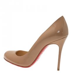 Pre Owned Christian Louboutin Beige Patent Fifi Pumps Size 36.5