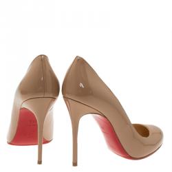 Pre Owned Christian Louboutin Beige Patent Fifi Pumps Size 36.5
