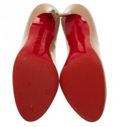 Pre Owned Christian Louboutin Beige Patent Fifi Pumps Size 36.5