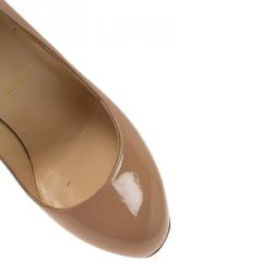 Pre Owned Christian Louboutin Beige Patent Fifi Pumps Size 36.5